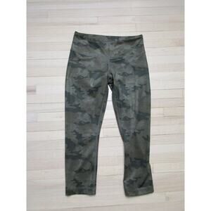 Lululemon Athletic Cropped Leggings 4 Green Camo Front Pocket 19" Capri